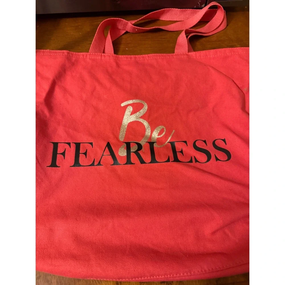 Lancome Paris Be Fearless Pink Canvas Tote Bag Gold‎ Glitter Reusable Shopper